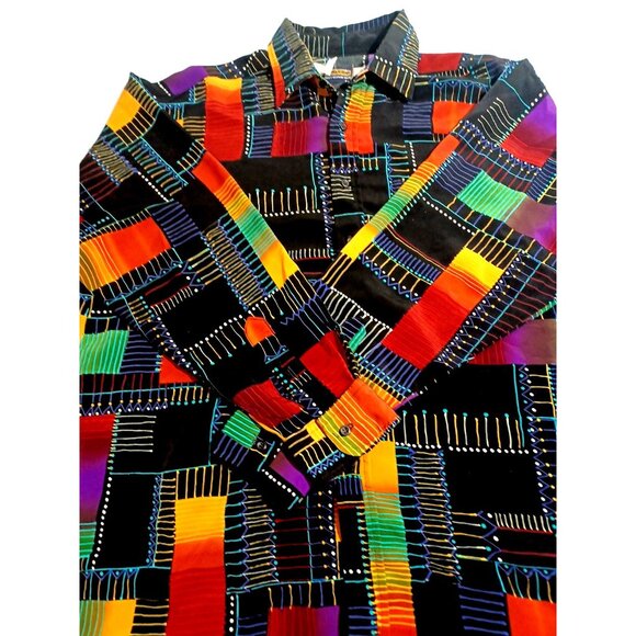 NWOT Vtg 80s Men's Panhandle Slim Colorful Western Button Down Shirt XL 17-17.5 - Picture 13 of 15